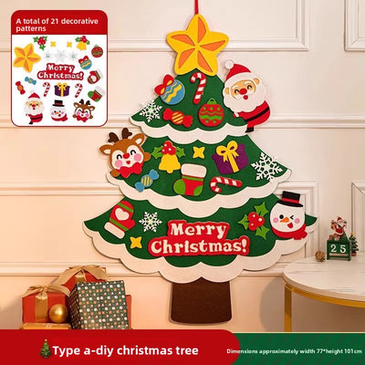 DIY Felt Christmas Tree Wall Decoration with LED Lights - AA Trading