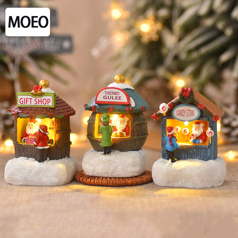 Christmas Resin Mini House Santa Shop Ornament - AA Trading