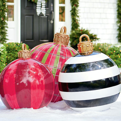 Christmas Ornament Ball Outdoor Pvc 60CM Inflatable Decorated Ball PVC Giant Big Large Balls Xmas Tree Decorations Toy Ball - AA Trading