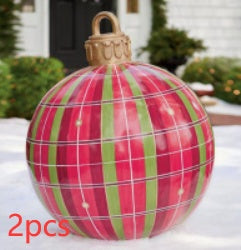 Christmas Ornament Ball Outdoor Pvc 60CM Inflatable Decorated Ball PVC Giant Big Large Balls Xmas Tree Decorations Toy Ball - AA Trading