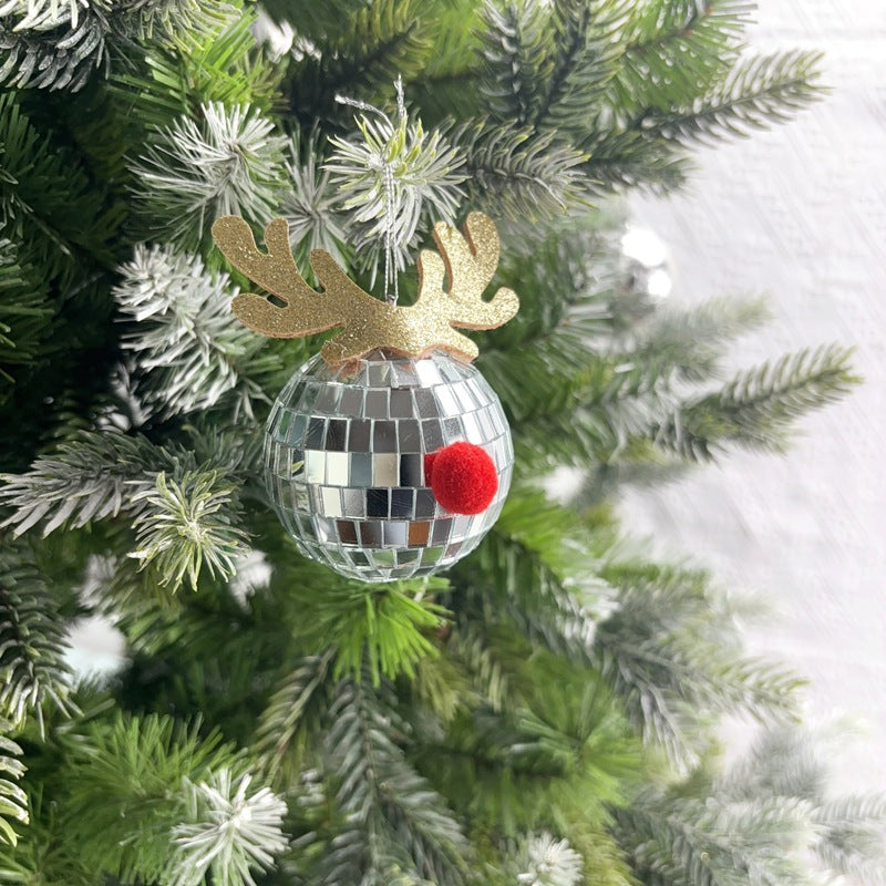Mirror Elk Horn Christmas Ball Tree Decoration Pendant - AA Trading