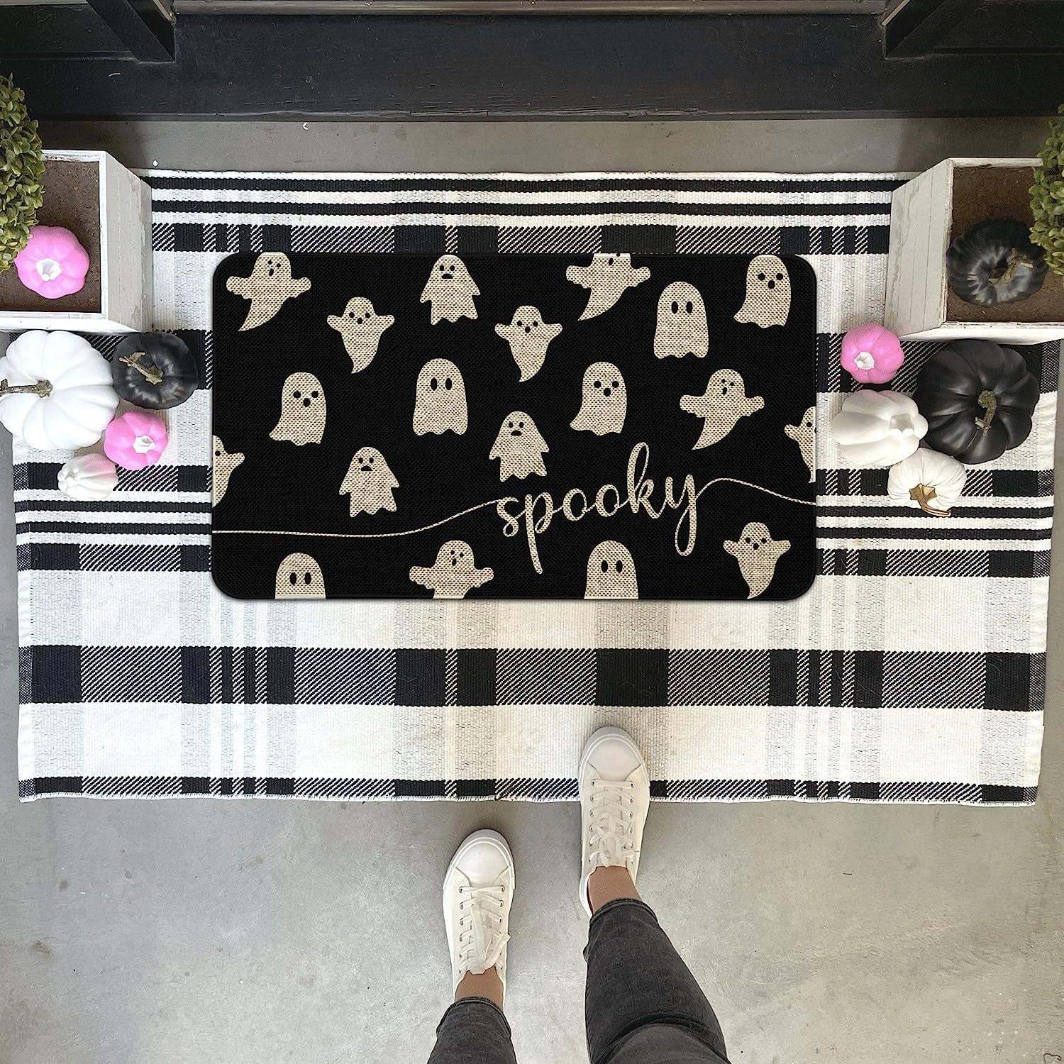 Halloween Skull Floor Mat Absorbent Floor Mat Bathroom Mats Entrance Door Door Mat Holiday Decorative Floor Mat - AA Trading
