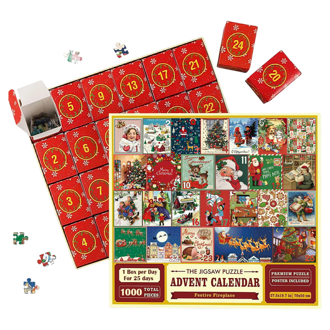 New 24 Boxes Christmas Advent Calendar Puzzle - AA Trading
