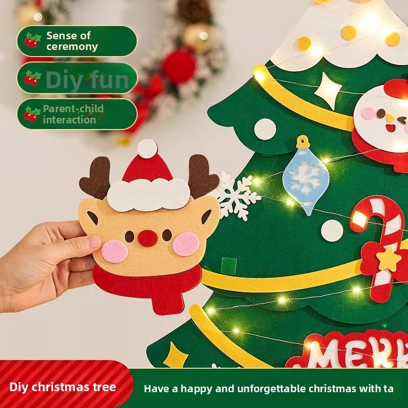 DIY Felt Christmas Tree Wall Decoration with LED Lights - AA Trading