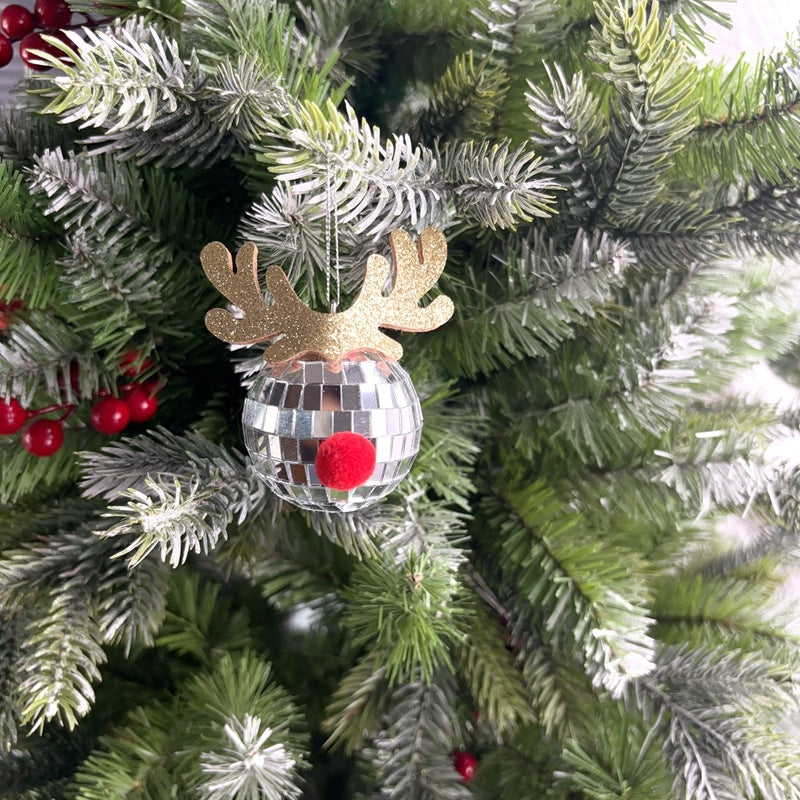 Mirror Elk Horn Christmas Ball Tree Decoration Pendant - AA Trading