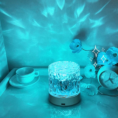 Crystal Lamp Water Ripple Projector Night Light Decoration Home Houses Bedroom Aesthetic Atmosphere Holiday Gift Sunset Lights Home Decor - AA Trading