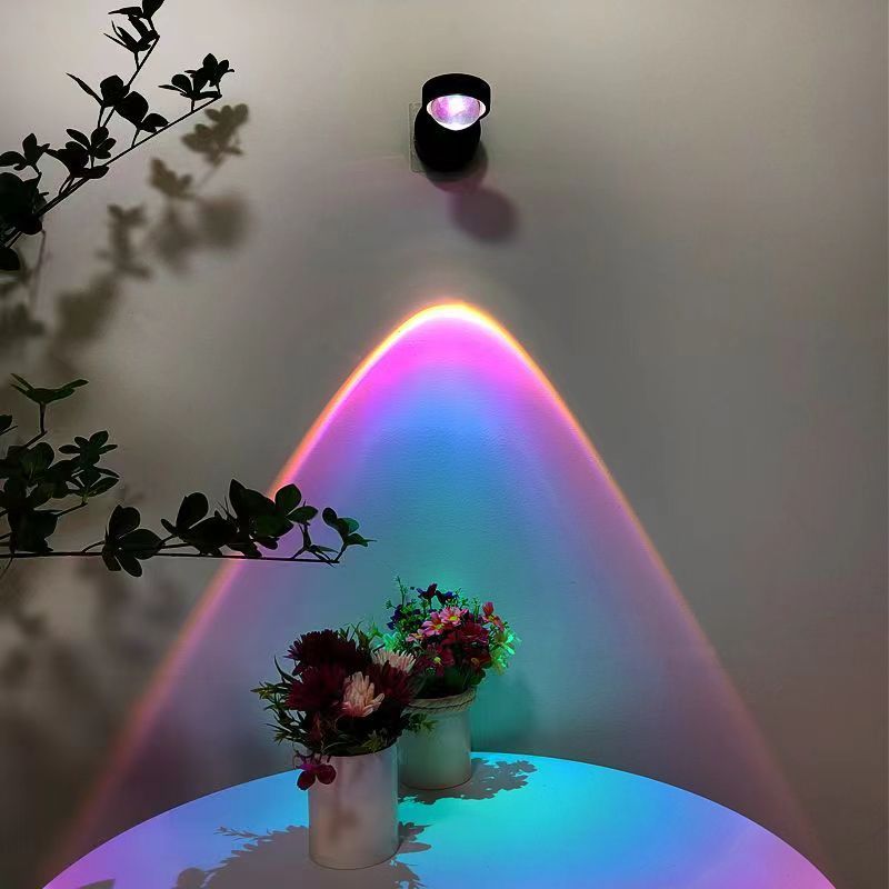 Rechargeable Sunset Red Wall Lamp Bedroom Bedside Installation-free Sunset Lamp - AA Trading