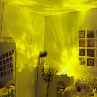 Crystal Lamp Water Ripple Projector Night Light Decoration Home Houses Bedroom Aesthetic Atmosphere Holiday Gift Sunset Lights Home Decor - AA Trading
