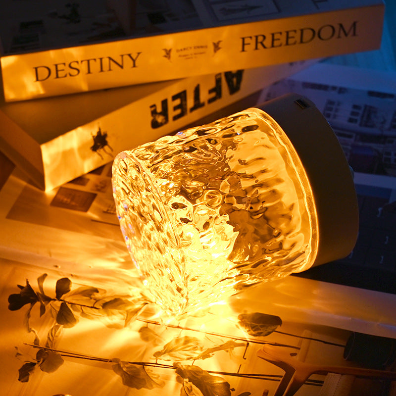 Crystal Lamp Water Ripple Projector Night Light Decoration Home Houses Bedroom Aesthetic Atmosphere Holiday Gift Sunset Lights Home Decor - AA Trading