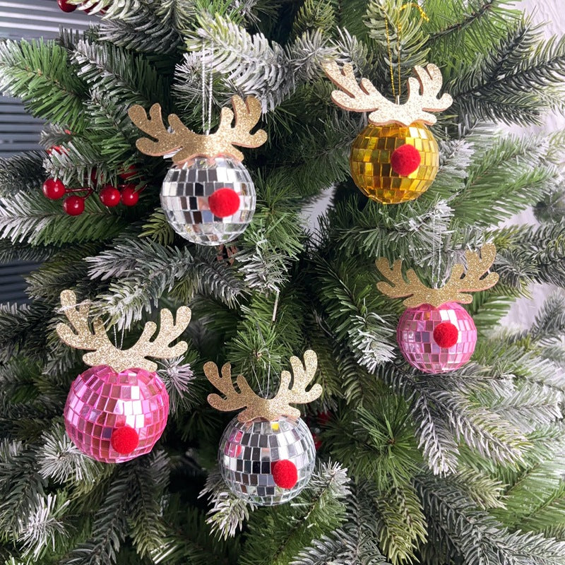 Mirror Elk Horn Christmas Ball Tree Decoration Pendant - AA Trading