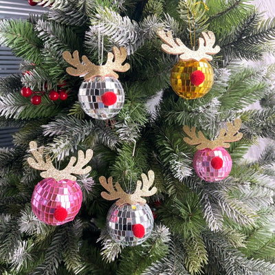 Mirror Elk Horn Christmas Ball Tree Decoration Pendant - AA Trading
