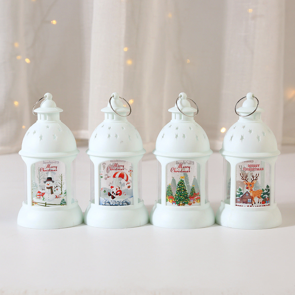 Christmas Decorative Cylinder Wind Light with Santa Snowman Designs - AA Trading