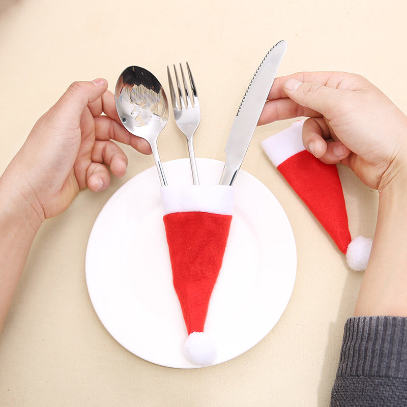 Christmas Hat Fork & Knife Cover Decoration - AA Trading