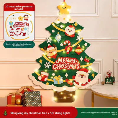 DIY Felt Christmas Tree Wall Decoration with LED Lights - AA Trading