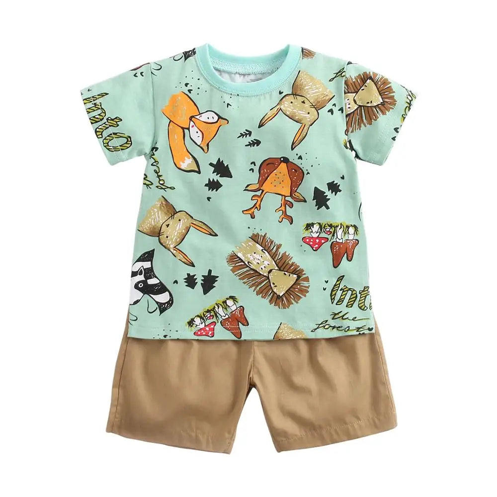 2pcs set t-shirt and shorts for children multivariant - AA Trading