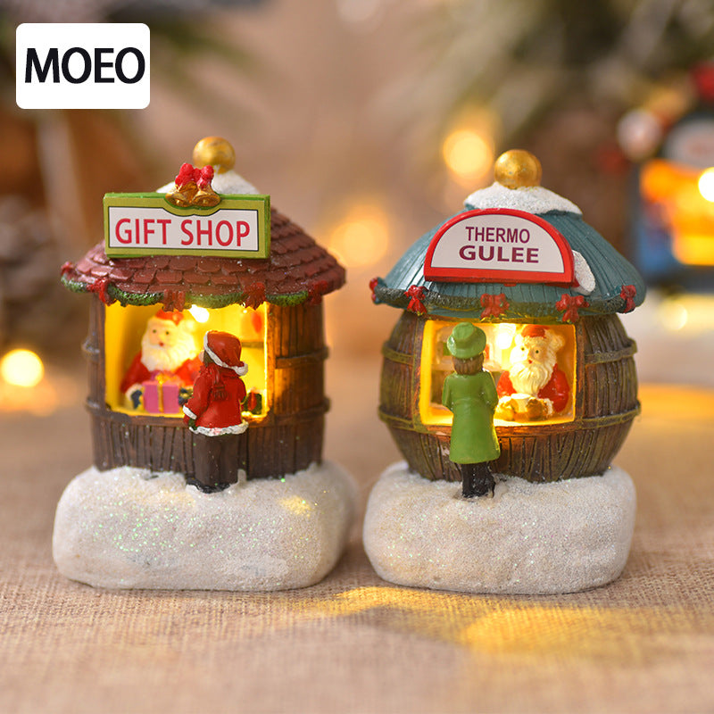 Christmas Resin Mini House Santa Shop Ornament - AA Trading