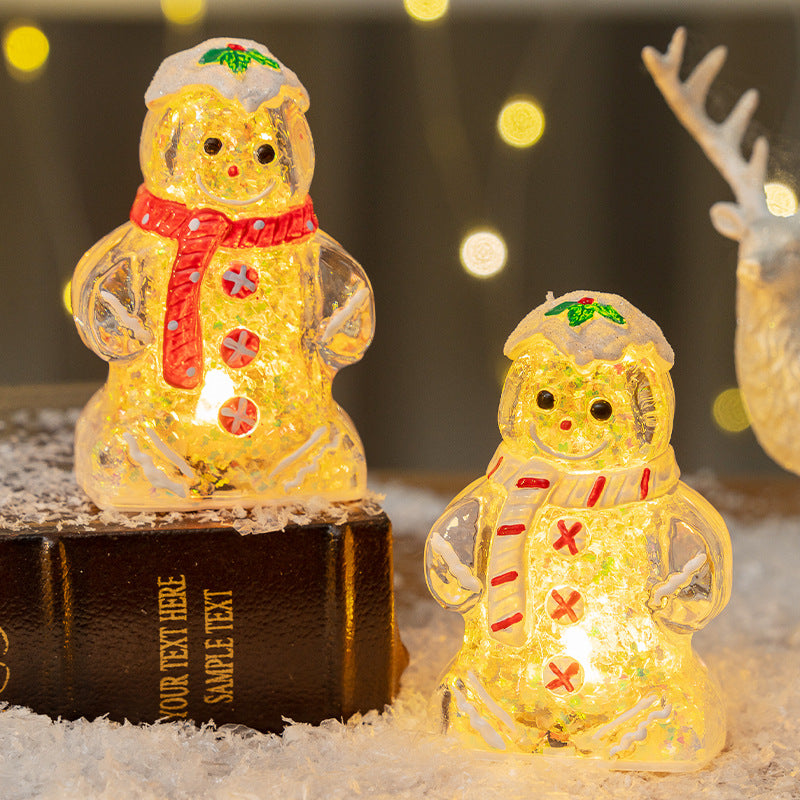 Glowing Christmas Gingerbread Man Snowman Ornament - AA Trading