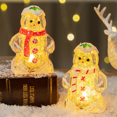 Glowing Christmas Gingerbread Man Snowman Ornament - AA Trading