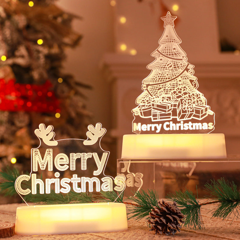 Christmas Decoration 3D Lamp Acrylic LED Night Lights New Year Valentines Day Christmas Kids Gift Christmas Ornaments - AA Trading