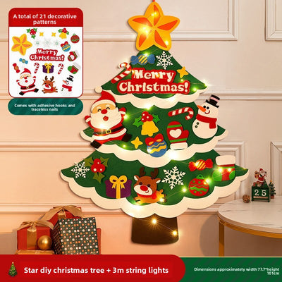DIY Felt Christmas Tree Wall Decoration with LED Lights - AA Trading