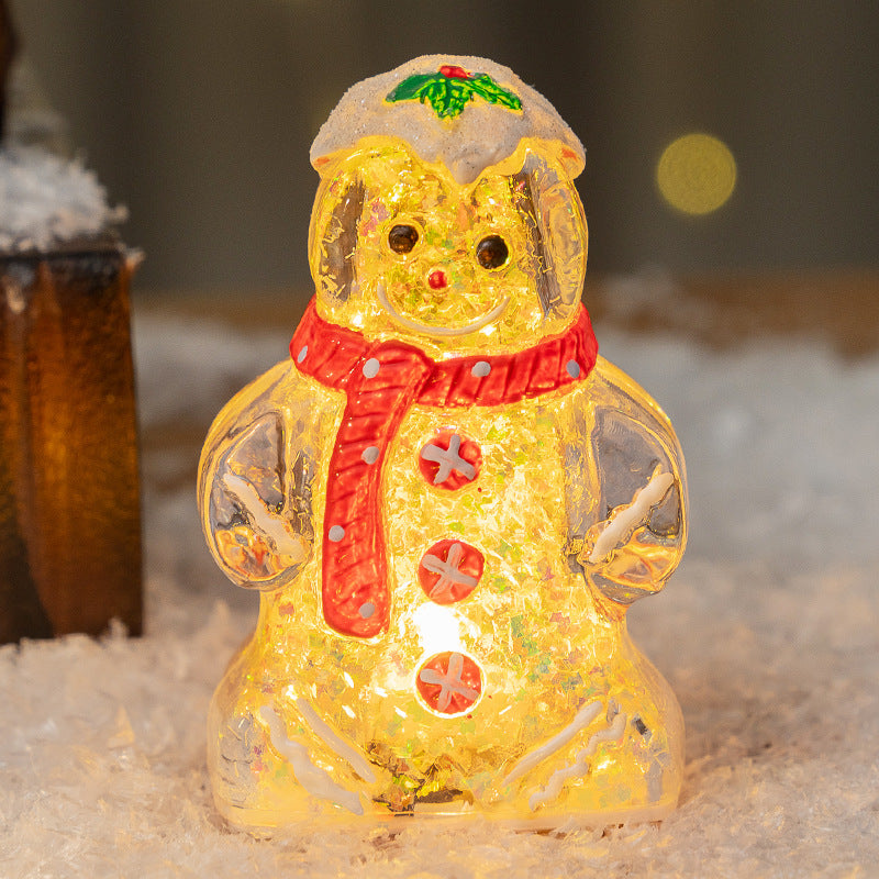 Glowing Christmas Gingerbread Man Snowman Ornament - AA Trading