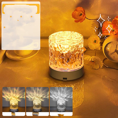 Crystal Lamp Water Ripple Projector Night Light Decoration Home Houses Bedroom Aesthetic Atmosphere Holiday Gift Sunset Lights Home Decor - AA Trading