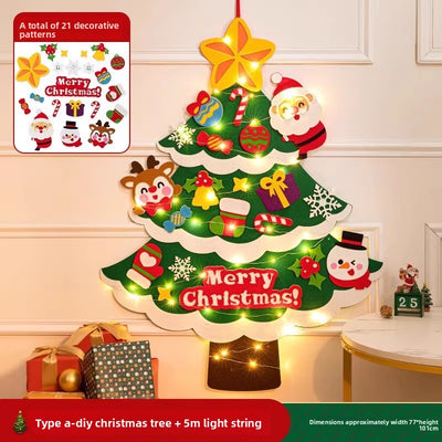 DIY Felt Christmas Tree Wall Decoration with LED Lights - AA Trading