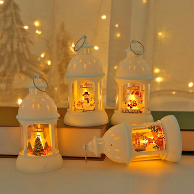 Christmas Decorative Cylinder Wind Light with Santa Snowman Designs - AA Trading