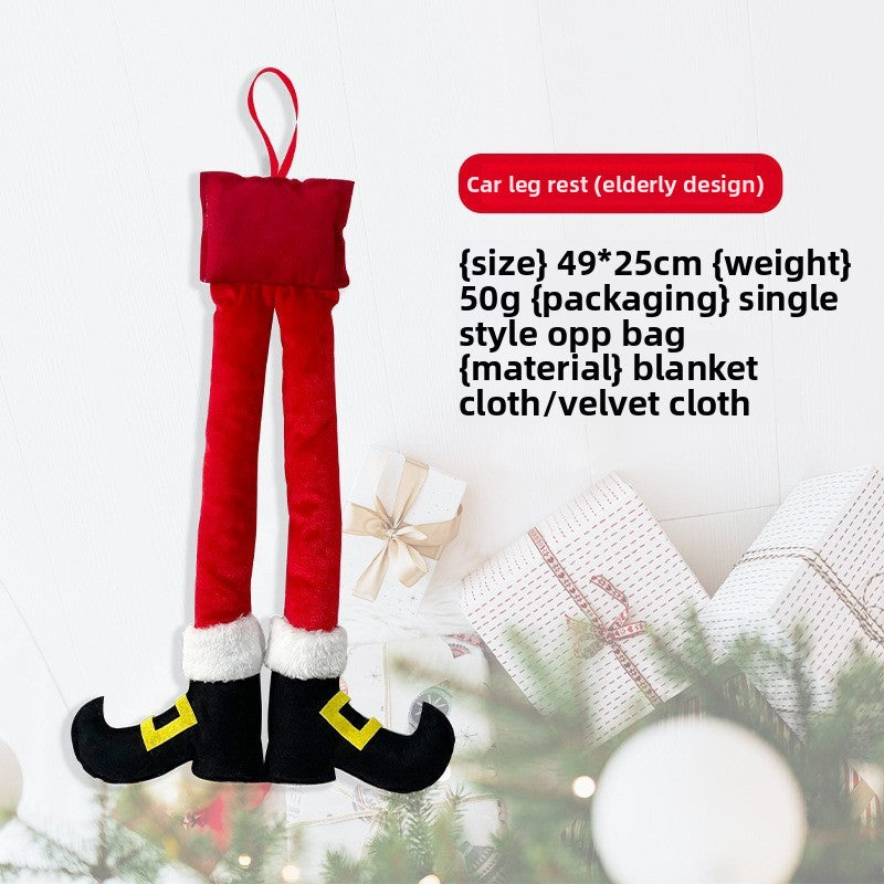 Cross Border New Christmas Striped Red Elf Leg Hanging Tree Decoration Car Clip Leg Decoration Fireplace Party Decoration - AA Trading