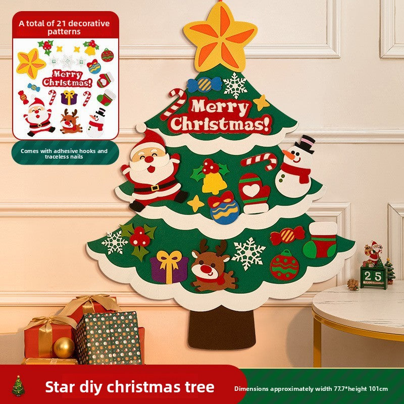 DIY Felt Christmas Tree Wall Decoration with LED Lights - AA Trading