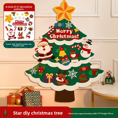 DIY Felt Christmas Tree Wall Decoration with LED Lights - AA Trading
