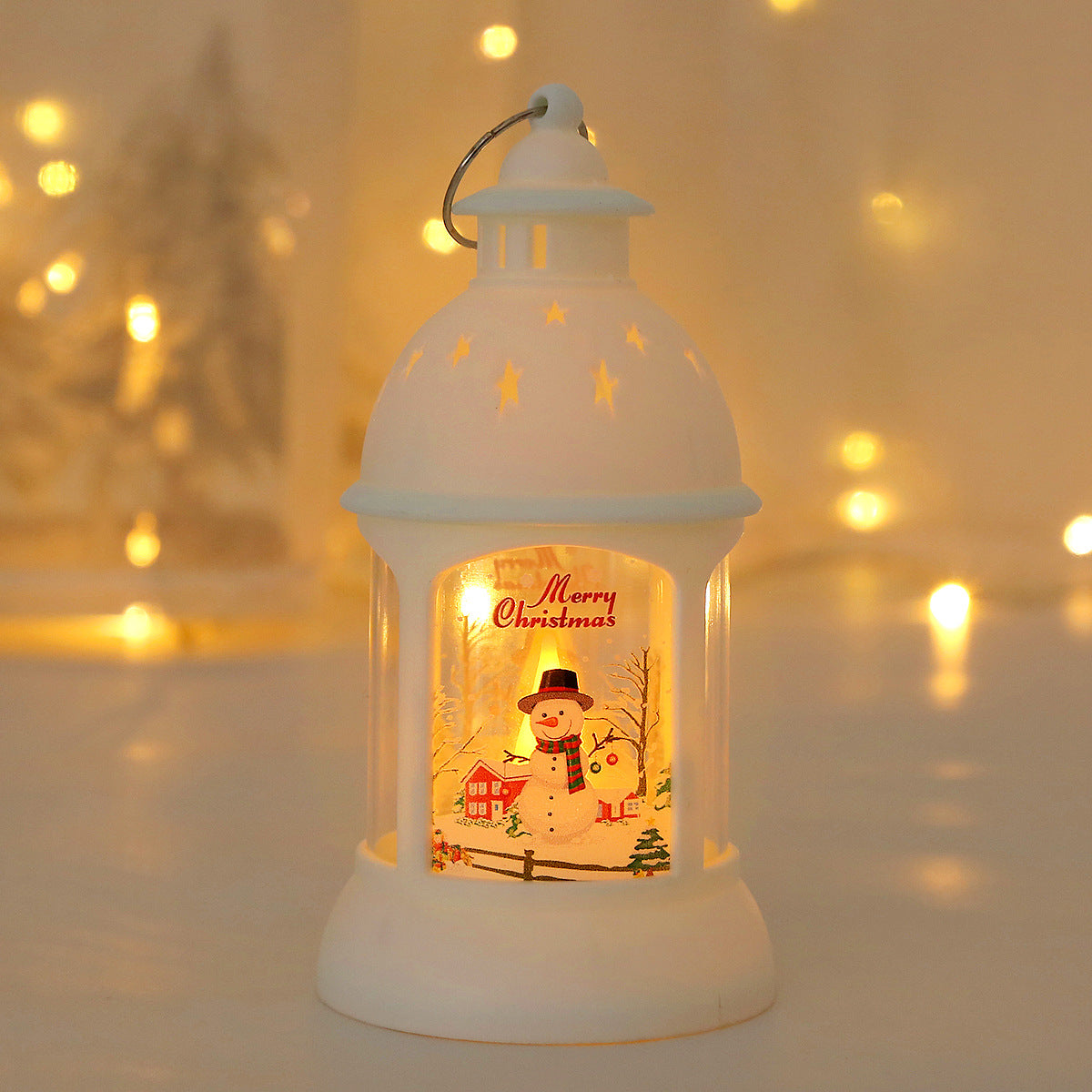 Christmas Decorative Cylinder Wind Light with Santa Snowman Designs - AA Trading