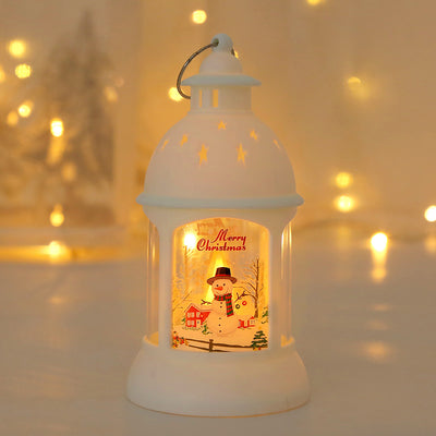 Christmas Decorative Cylinder Wind Light with Santa Snowman Designs - AA Trading