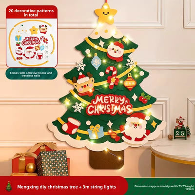 DIY Felt Christmas Tree Wall Decoration with LED Lights - AA Trading
