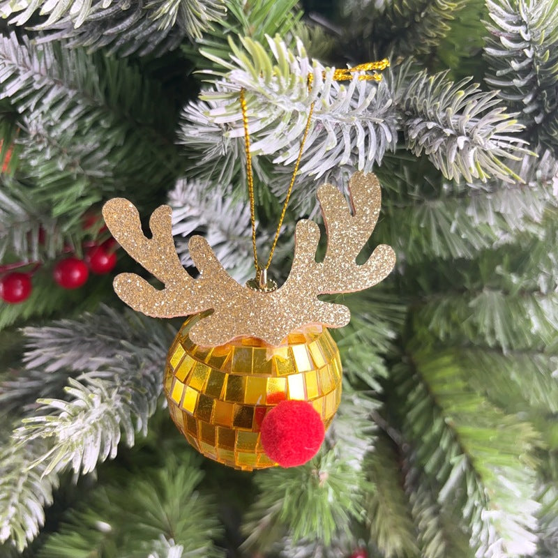 Mirror Elk Horn Christmas Ball Tree Decoration Pendant - AA Trading