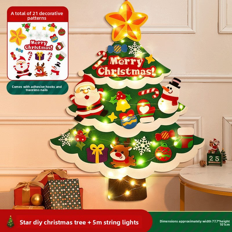 DIY Felt Christmas Tree Wall Decoration with LED Lights - AA Trading