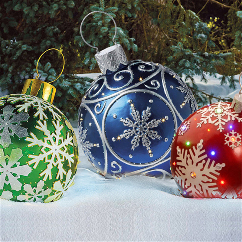 Christmas Ornament Ball Outdoor Pvc 60CM Inflatable Decorated Ball PVC Giant Big Large Balls Xmas Tree Decorations Toy Ball - AA Trading