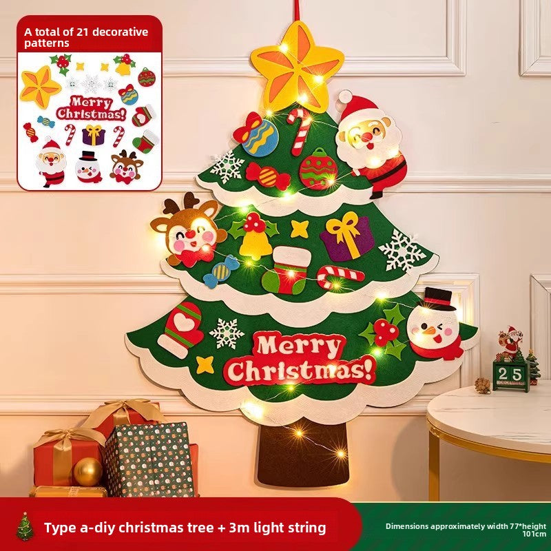 DIY Felt Christmas Tree Wall Decoration with LED Lights - AA Trading