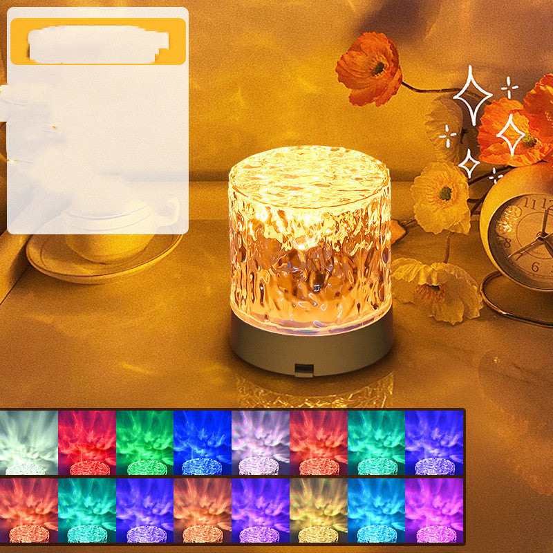 Crystal Lamp Water Ripple Projector Night Light Decoration Home Houses Bedroom Aesthetic Atmosphere Holiday Gift Sunset Lights Home Decor - AA Trading