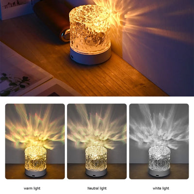 Crystal Lamp Water Ripple Projector Night Light Decoration Home Houses Bedroom Aesthetic Atmosphere Holiday Gift Sunset Lights Home Decor - AA Trading