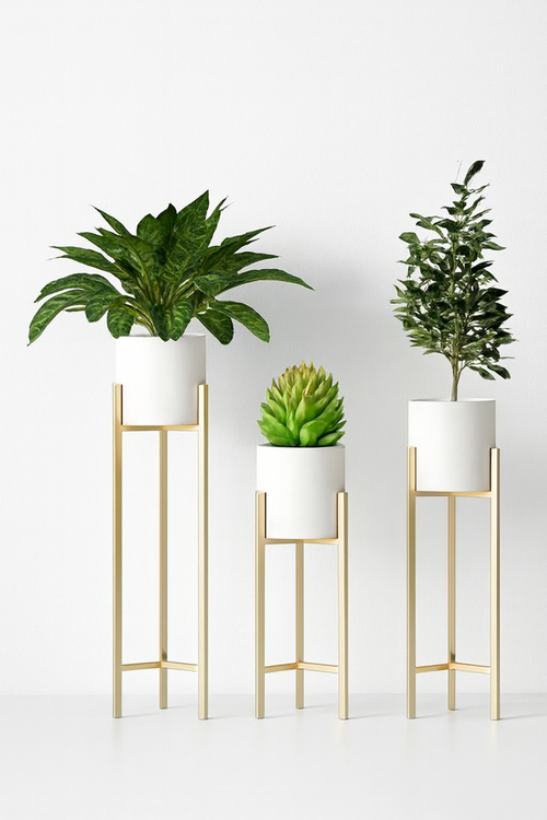 Gold Metal Plant Stand Set – 3 Tier