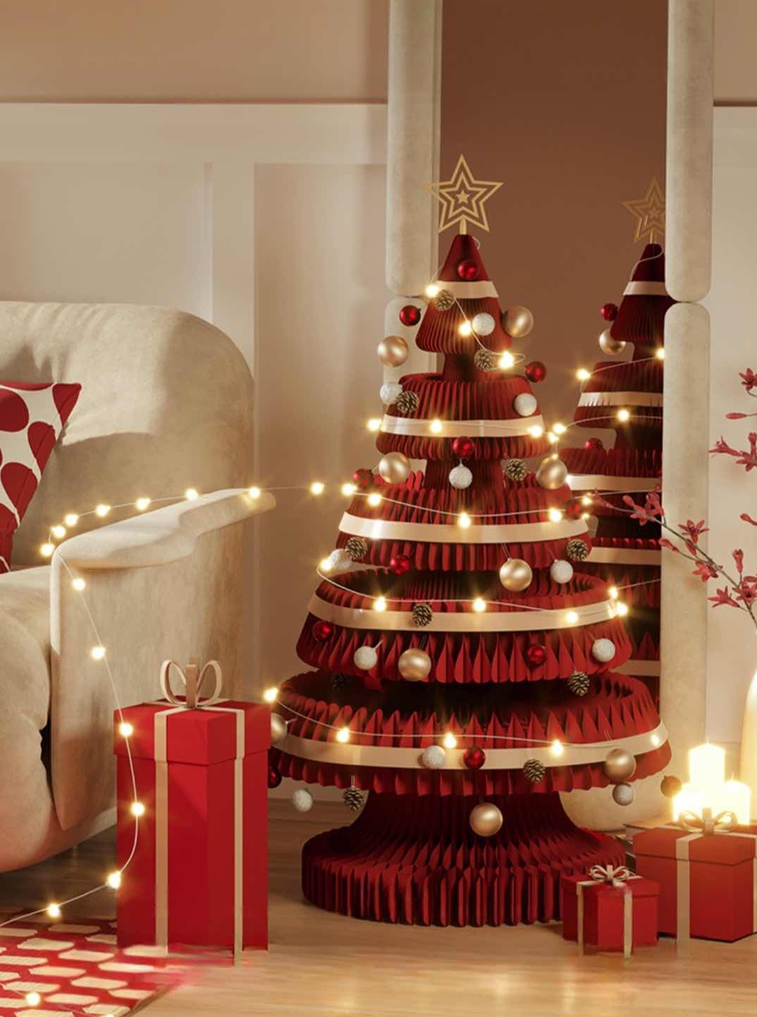 Honeycomb Foldable Accordion Christmas Tree - Christmas Decor for Neutral Nordic Home - AA Trading